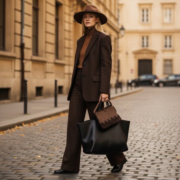 Handmade Felted Wool Shoulder/Clutch Bag Warm Brown | Unique Artisan Piece - Picture 5 of 11